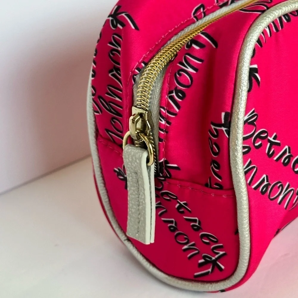 Betsey Johnson Fuchsia Cosmetic Case with Silver Accents